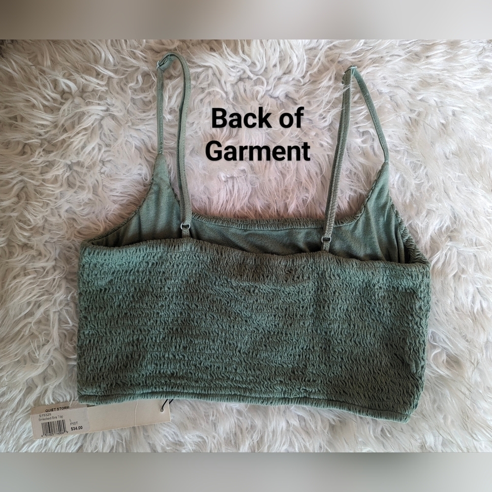 NWT Mustard Seed Cropped Smocked Top Size Large Green/Women - Picture 12 of 16